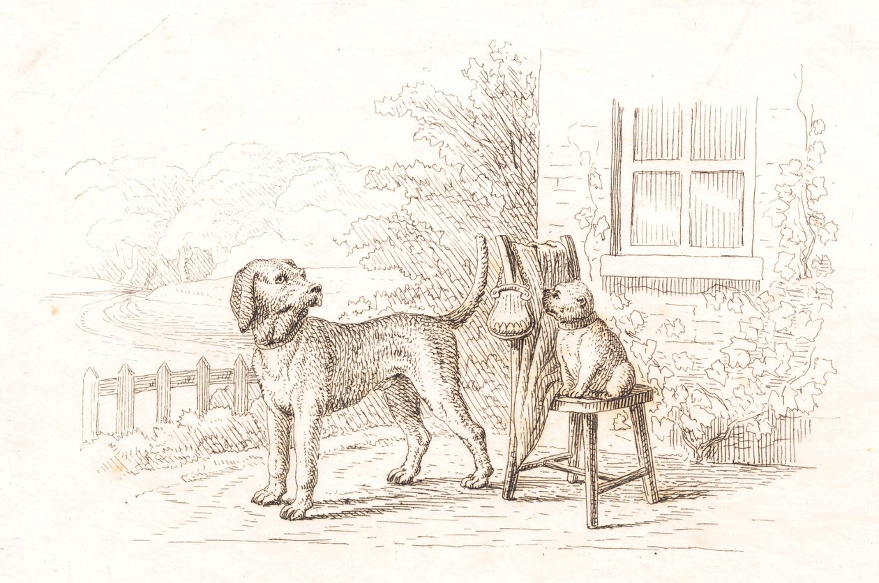 Illustration till "Halvhundra fabler för barn" av Hey av Martinus Rørbye