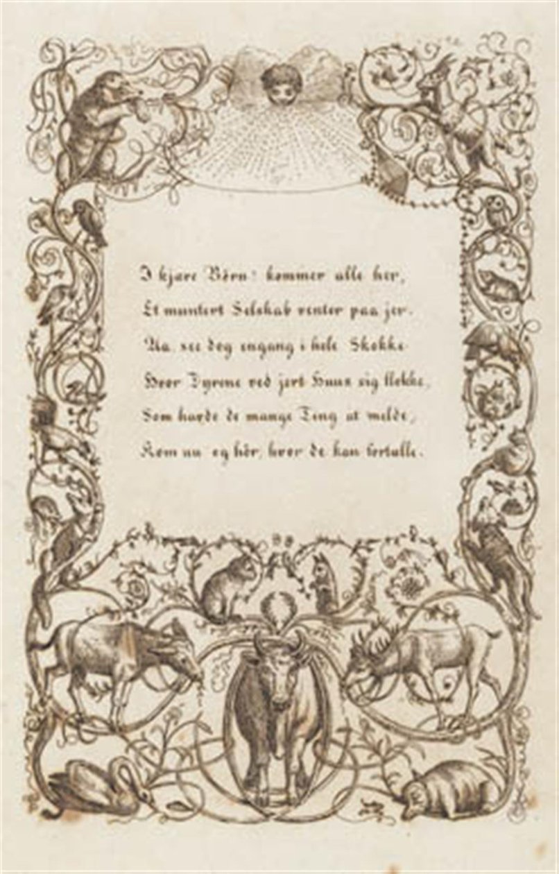 Illustration till "Halvhundra fabler för barn" av Hey av Martinus Rørbye