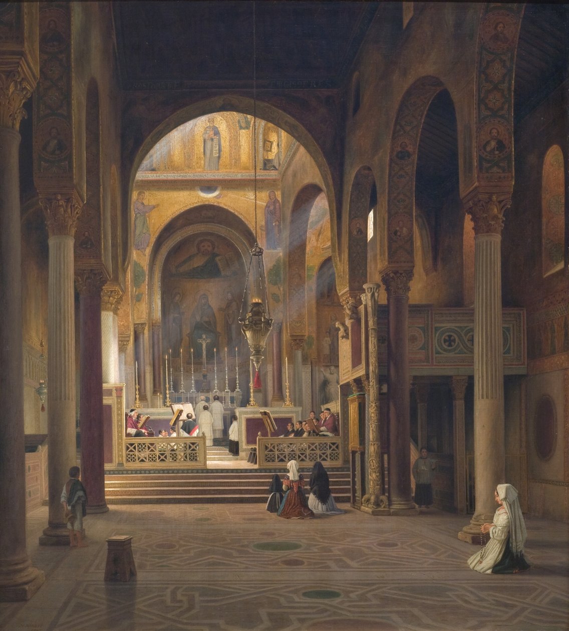 Interiör av Capella Palatina i Palermo, Italien av Martinus Rørbye