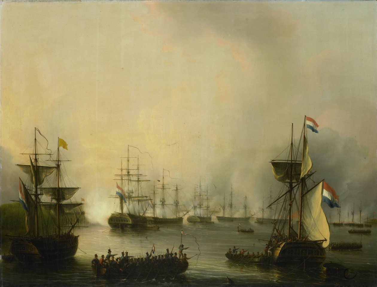 Bombardementet av Palembang, Sumatra, 24 juni 1821 av Martinus Schouman