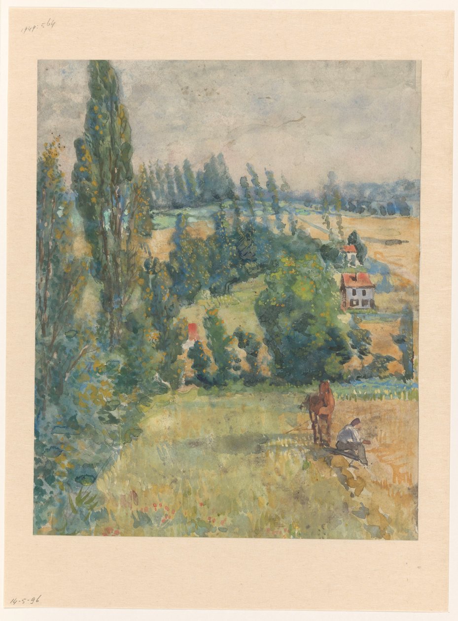 Landskap med en vilande bonde med en häst av Martinus van Andringa