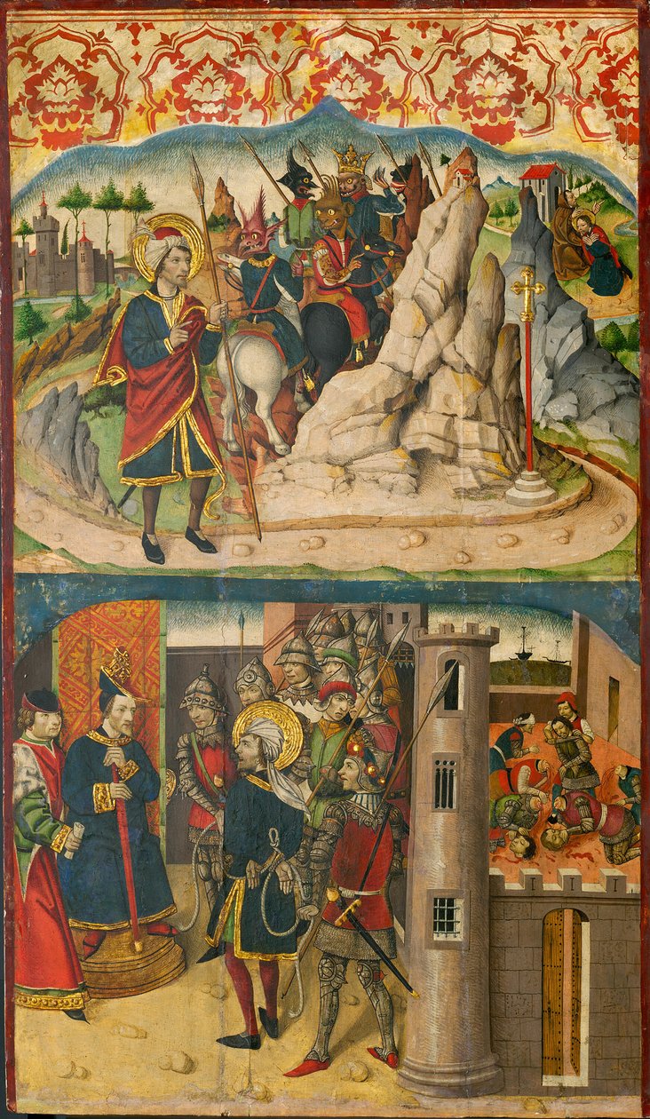Saint Christopher möter Satan, Saint Christopher före kungen av Lykien, 148085. av Martín de Soria