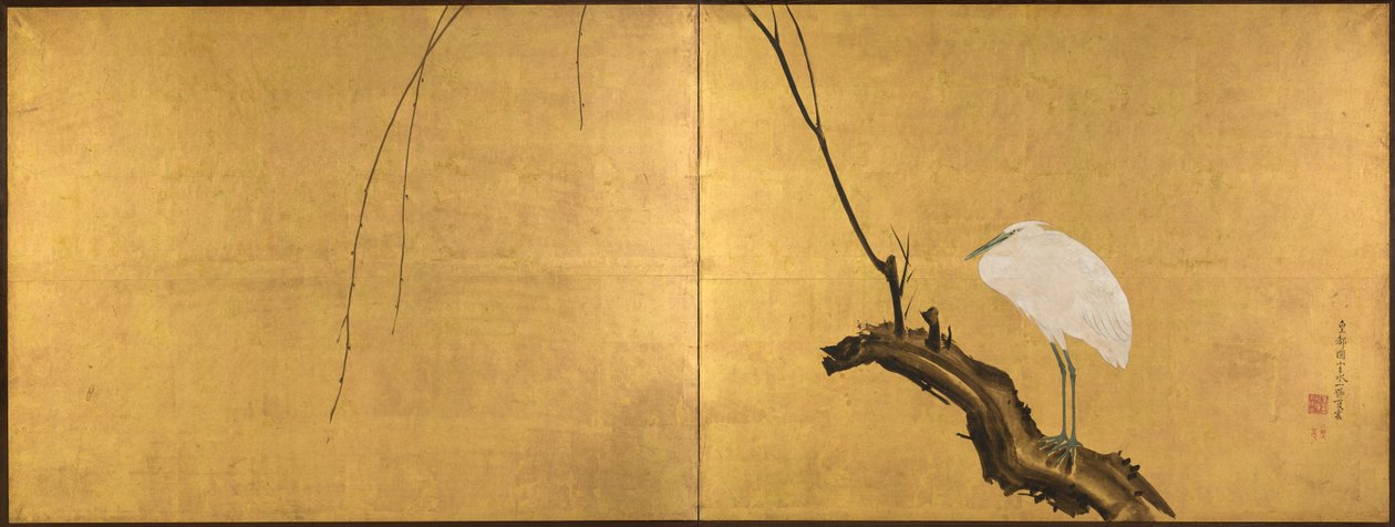 Häger på en Willow Branch, sent 1700-tal. av Maruyama Okyo