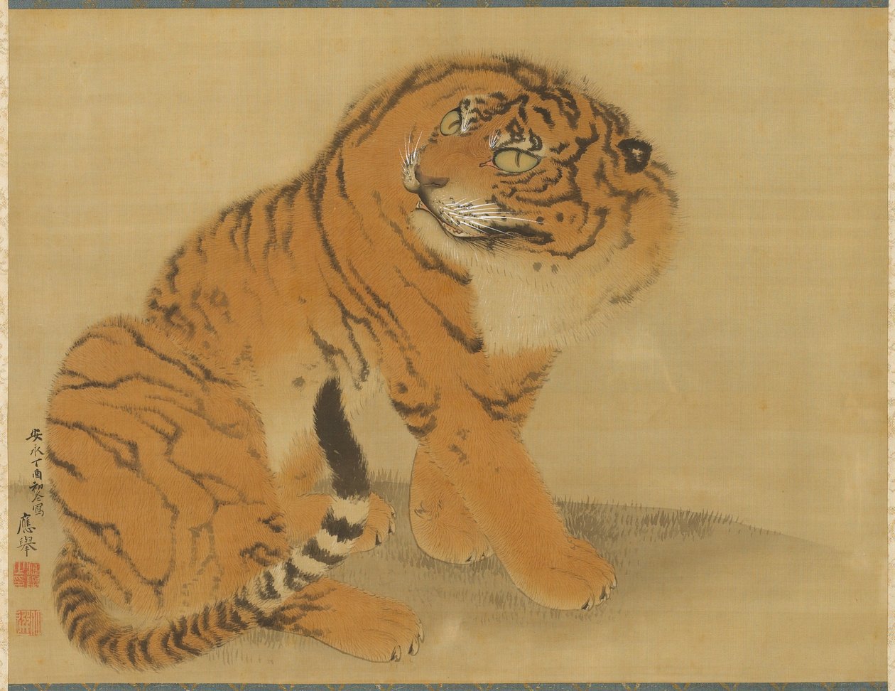 Sittande tiger av Maruyama Okyo