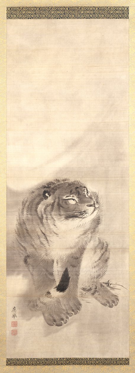 Tiger (bläck och färg på siden) av Maruyama Okyo