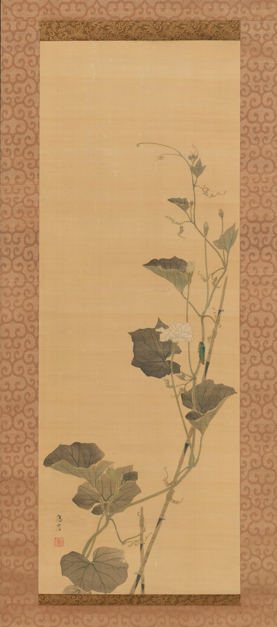 Kalebasblommor och skalbagge, tidigt 1800-tal. av Maruyama Ôshin