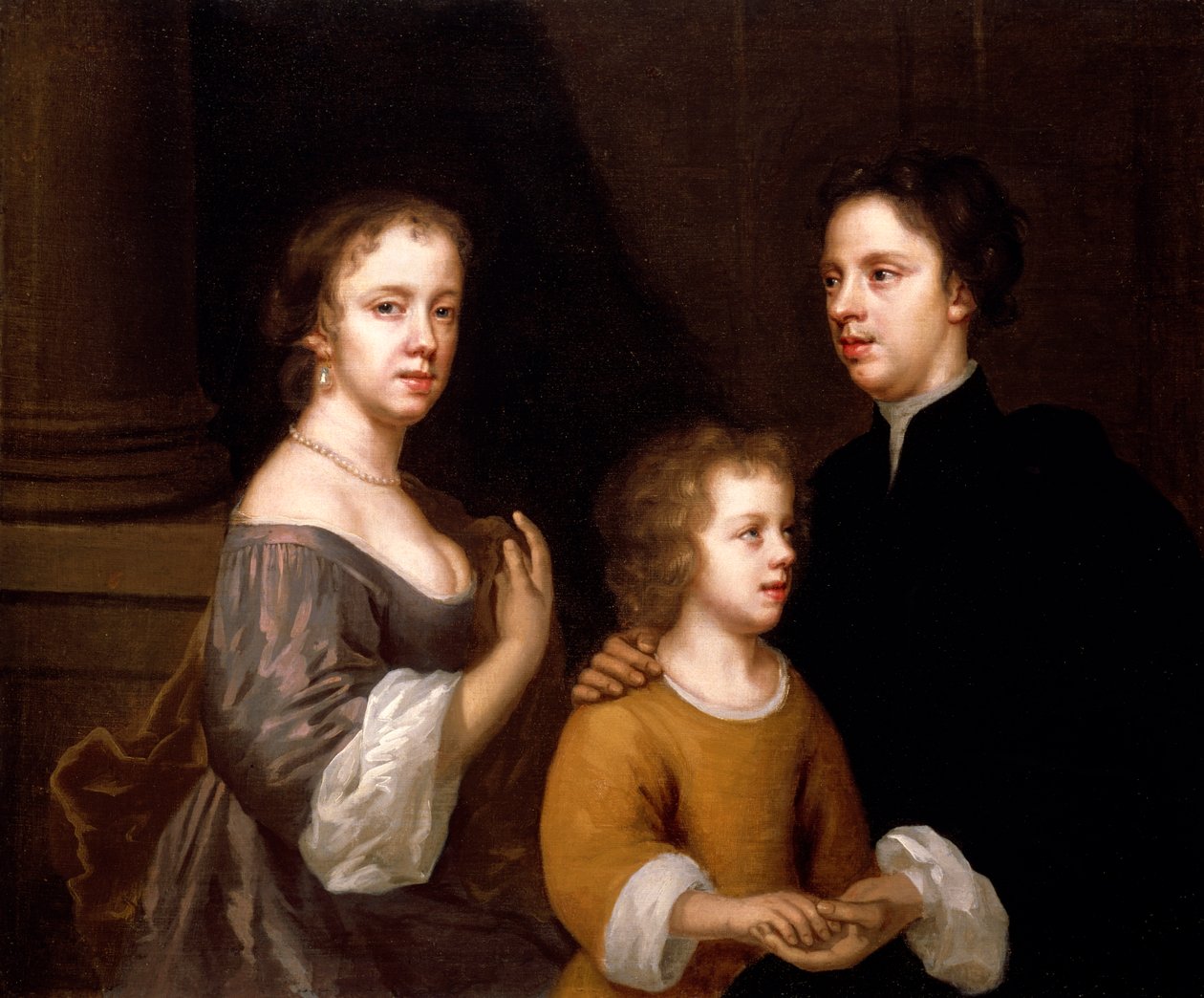 Självporträtt med make, Charles och son, Bartholomew, ca 1659-60 av Mary Beale