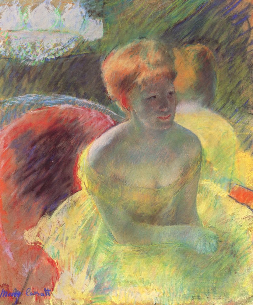 Lydia Leaning on Her Arms in a theatre box av Mary Cassatt