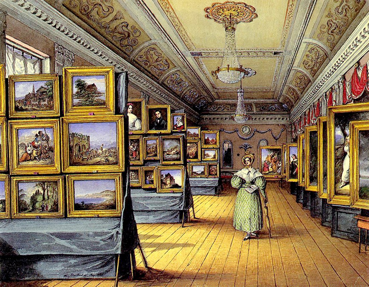 Utställningen, 1835 (wc och penna på papper) av Mary Ellen Best