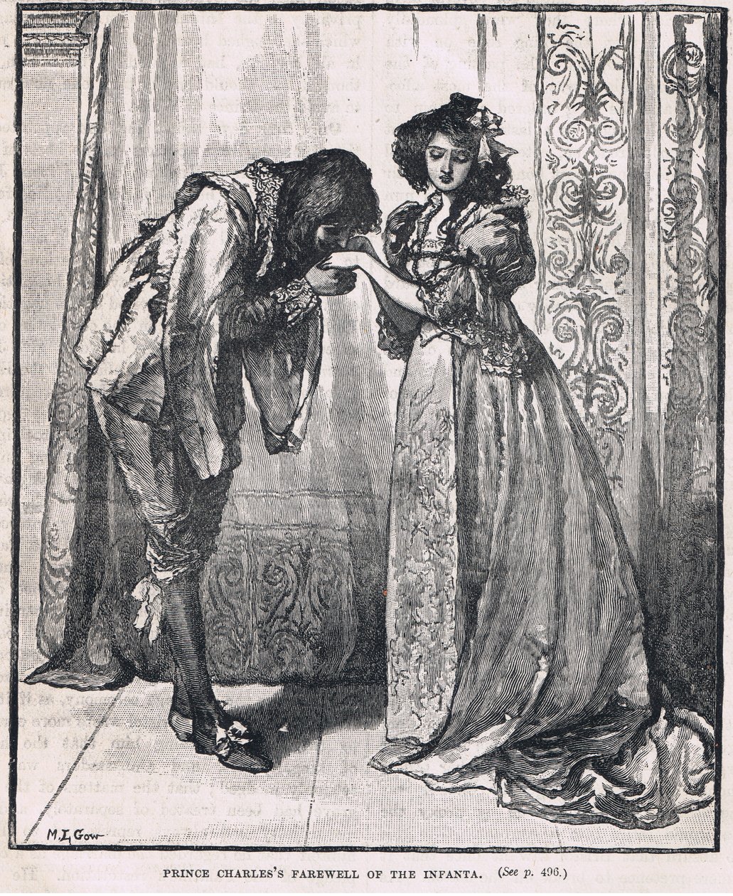 Prins Charles tar farväl av Infanta 1623 av Mary L. Gow
