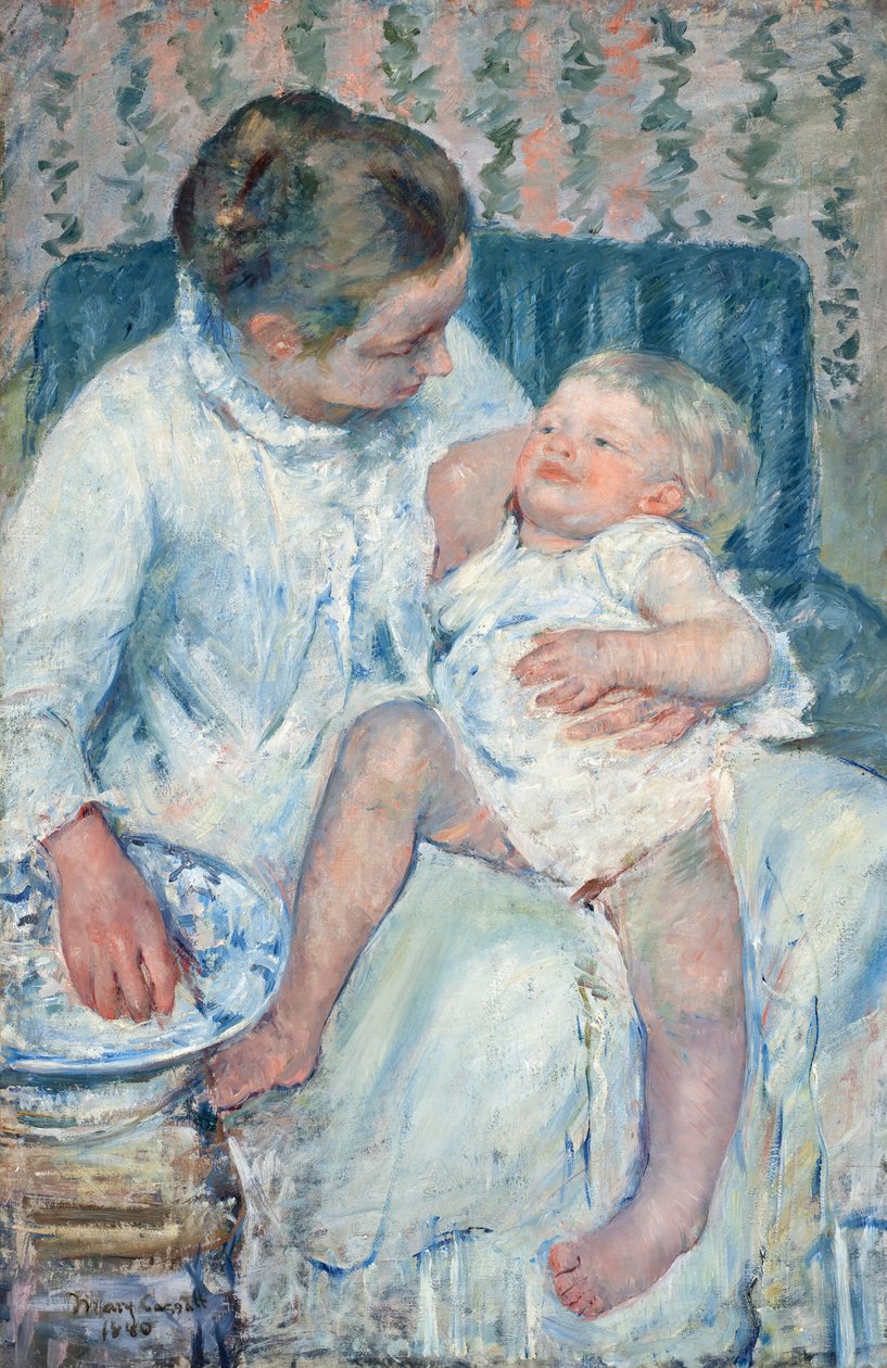 Mother About to Wash Her Sleepy Child av Mary Cassatt