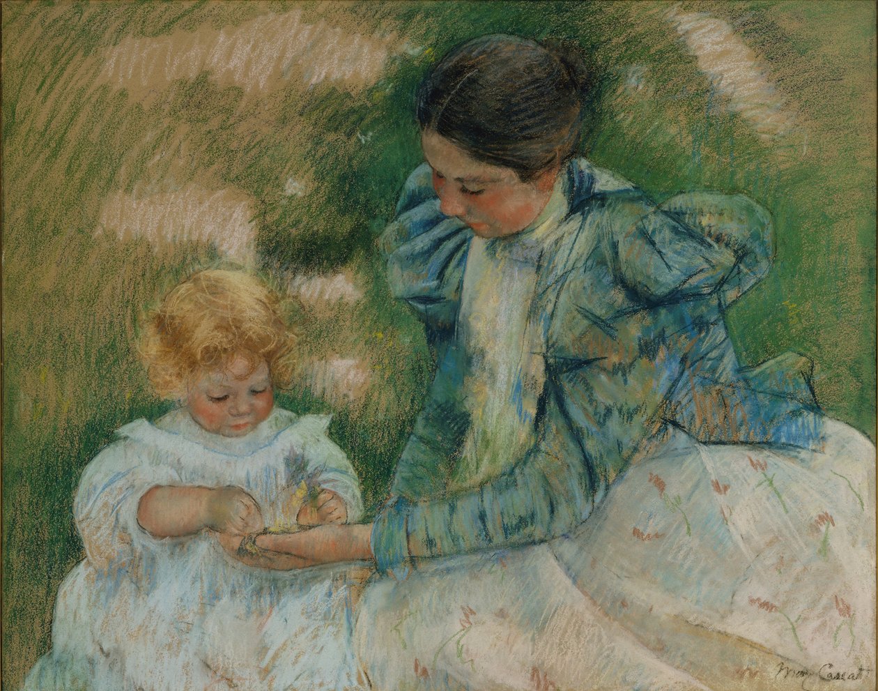 Mamma leker med barnet, ca 1897 av Mary Cassatt
