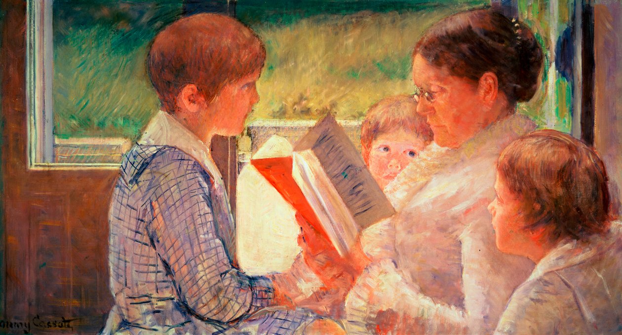 Mrs Cassatt läser för sina barnbarn, 1888 av Mary Cassatt