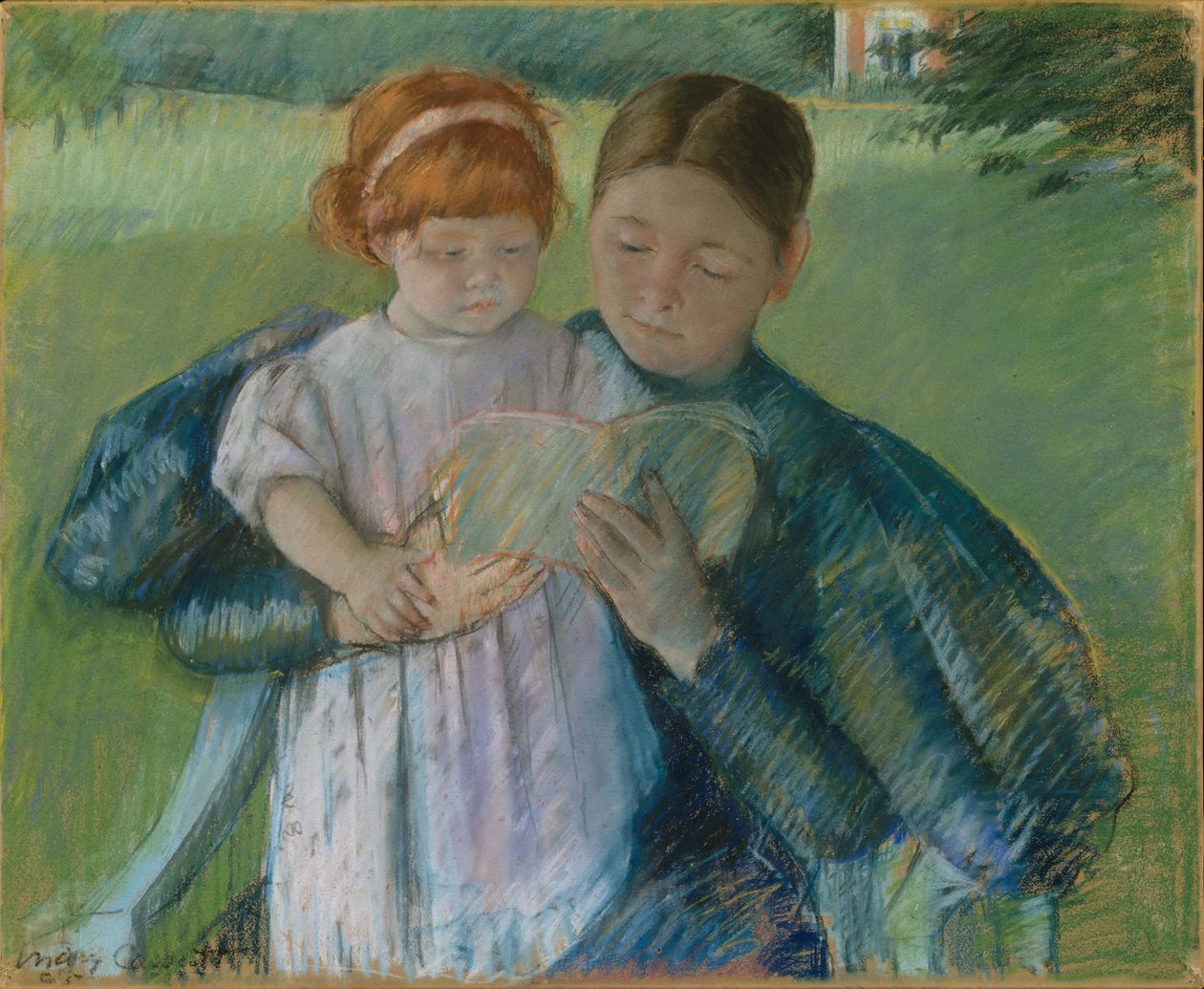 Sjuksköterska läser för en liten flicka, 1895 av Mary Cassatt