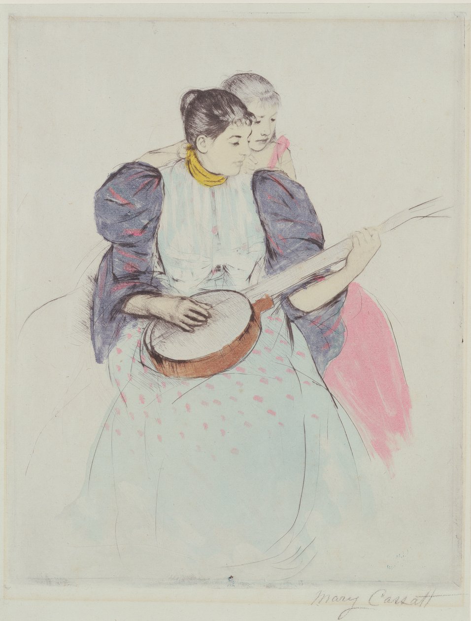 The Banjo Lesson, 1893 (torrnål, softground och aquatint på papper) av Mary Cassatt