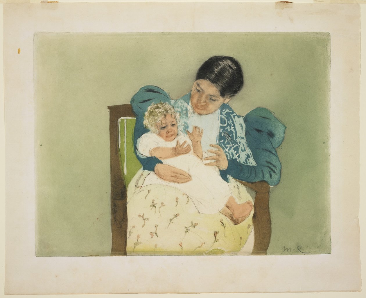Det barfota barnet, ca. 1896-97 (färg akvatint och torrnål) av Mary Cassatt