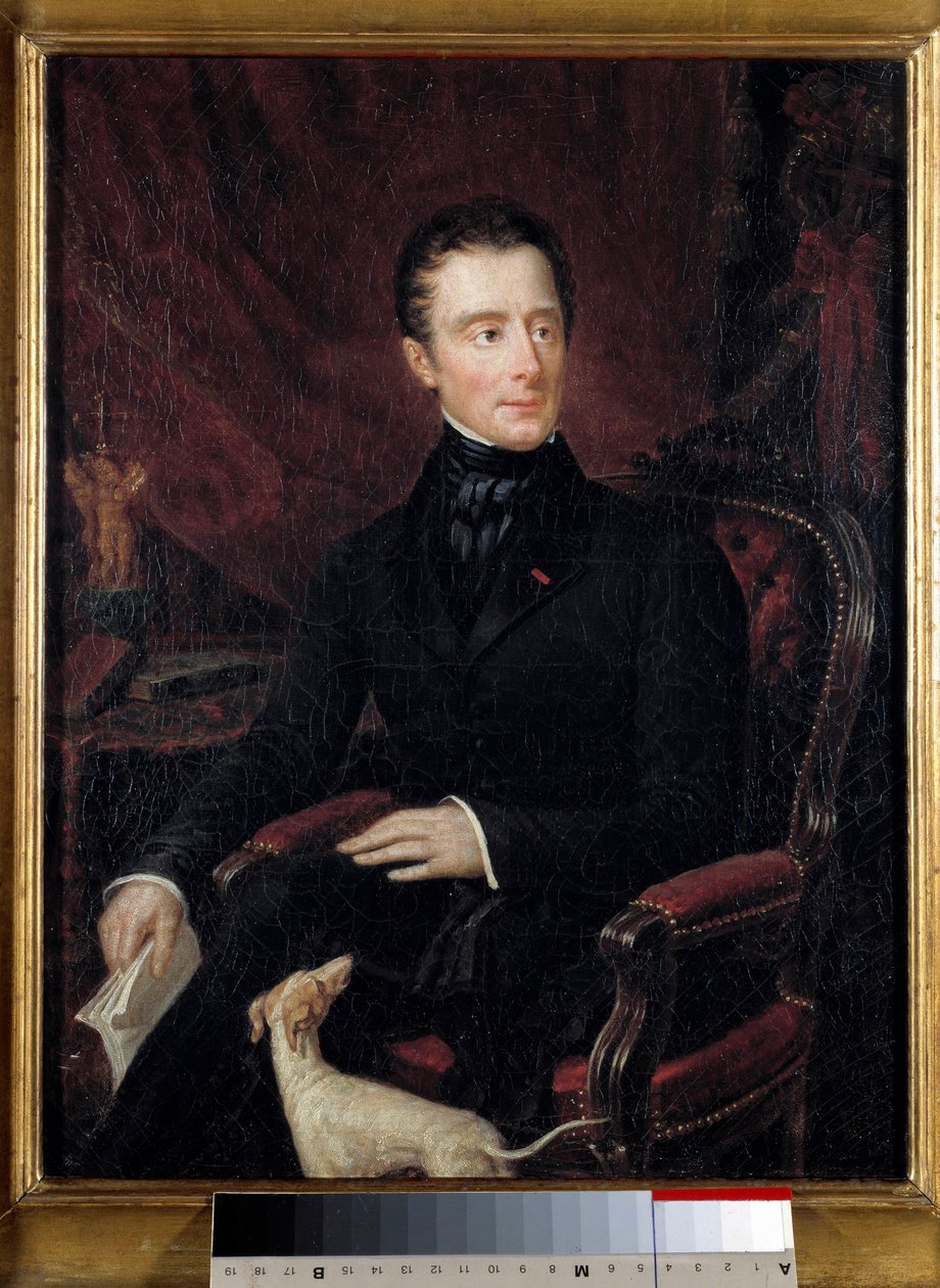 Porträtt av den franske poeten Alphonse de Lamartine (1790-1869) Målning av Marianne Lamartine (1800-talet). Paris. Romantiska livets museum av Mary Ann Elisa Lamartine