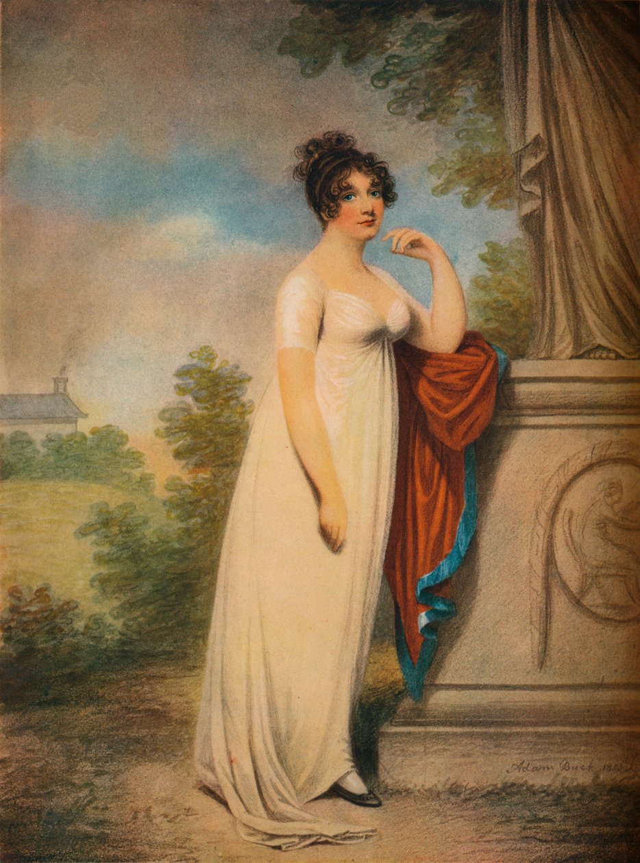 "Mary Anne Clarke vid foten av en staty", 1803 av Mary Anne Clarke