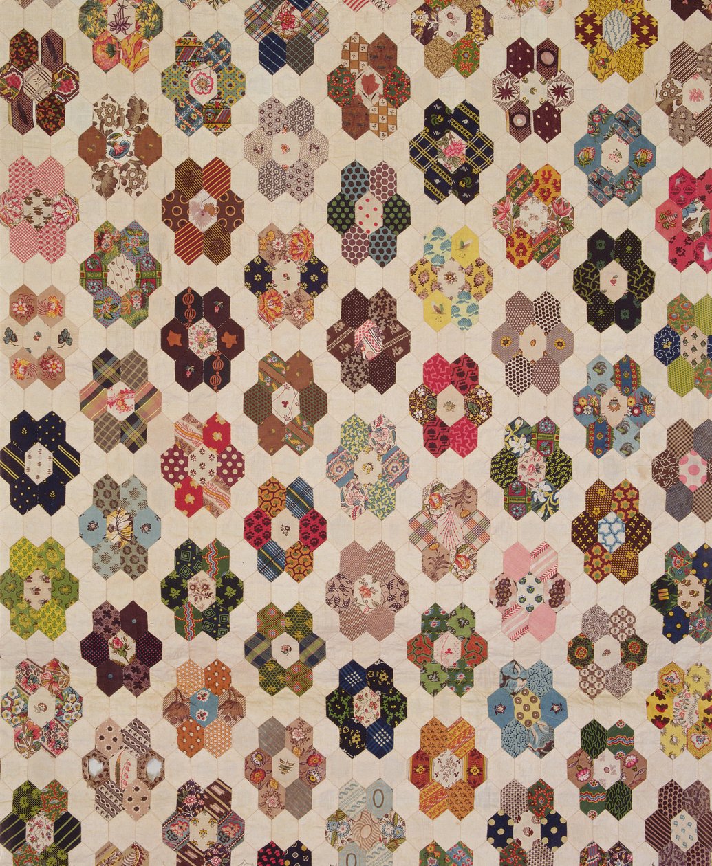 Detalj av ett lapptäcke (textil) av Mary Butler