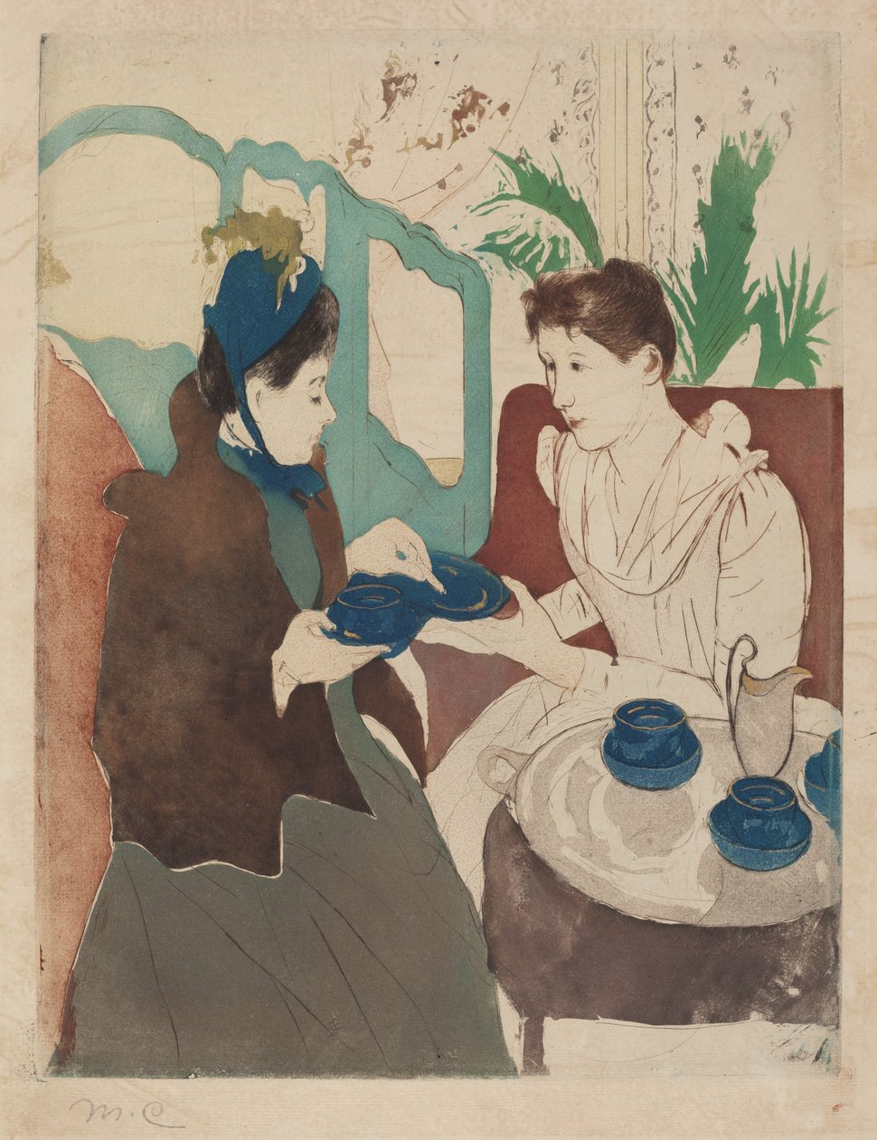 Afternoon Tea Party, 1890-1891. av Mary Cassatt