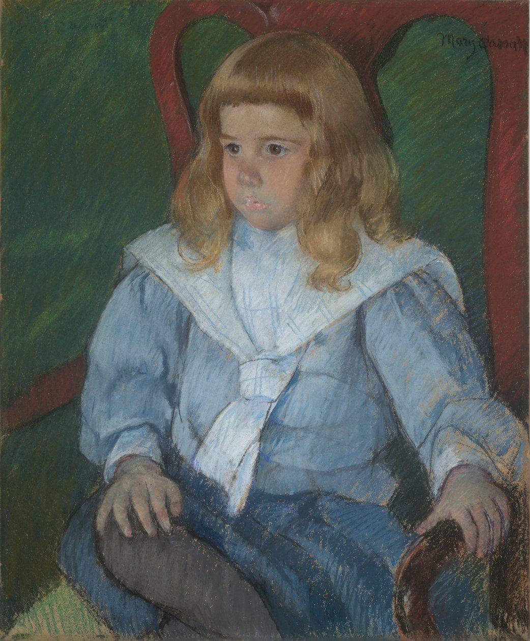 Pojke med gyllene lockar (Porträtt av Harris Whittemore, Jr., B.A. 1918) av Mary Cassatt