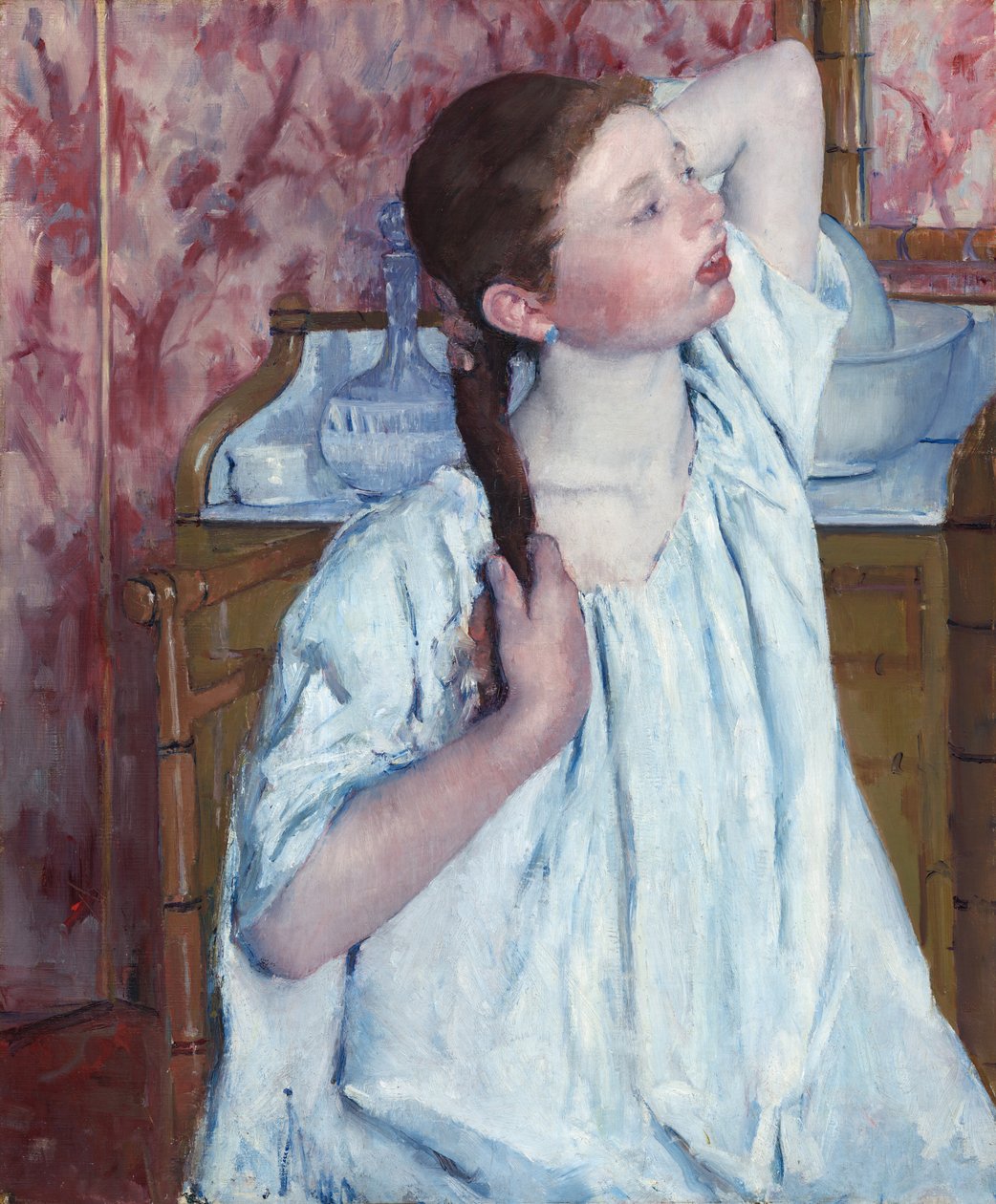 Flicka Som Ordnar Hennes Hår av Mary Cassatt