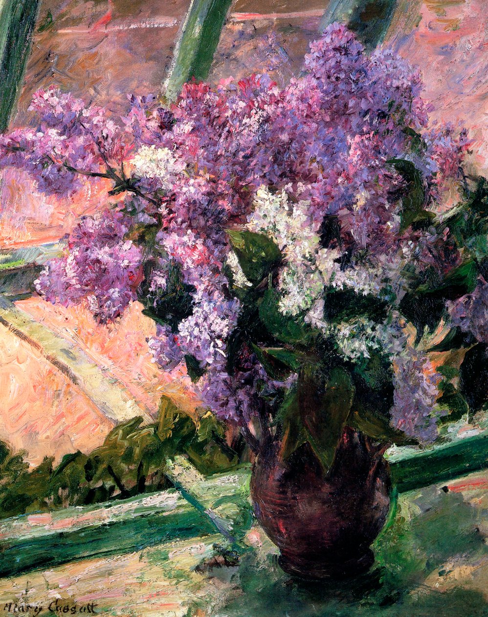 Syrener i ett fönster, c1880. av Mary Cassatt