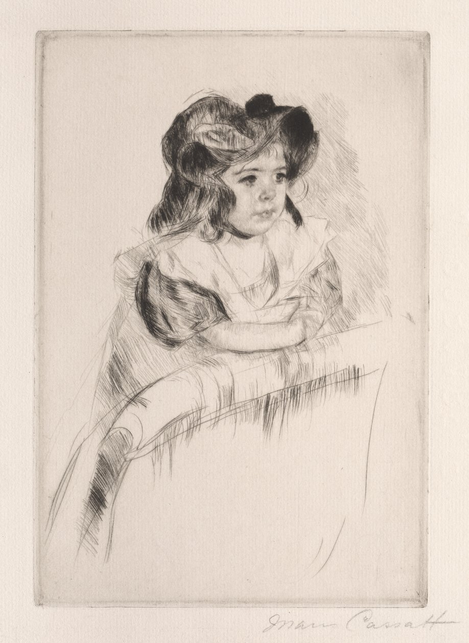 Margot, Vilande armar på baksidan av fåtöljen, ca. 1903. av Mary Cassatt