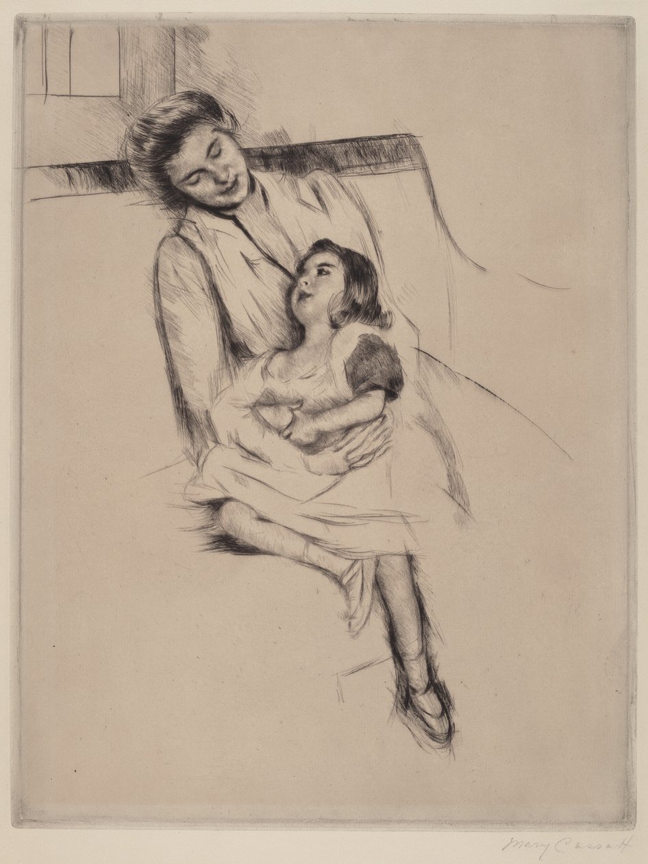 Reine och Margot sitter i en soffa (nr 2) av Mary Cassatt