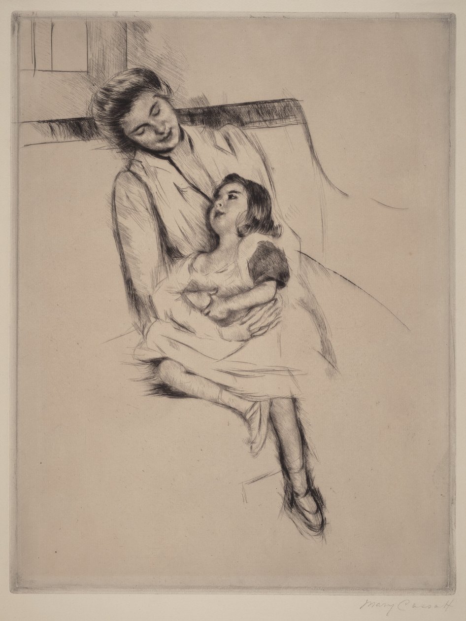 Reine och Margot sittande på en soffa (nr 2) av Mary Cassatt
