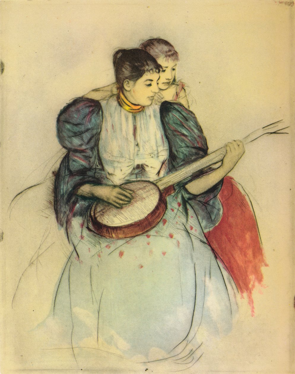Banjolektionen, 1893, 1946. av Mary Cassatt