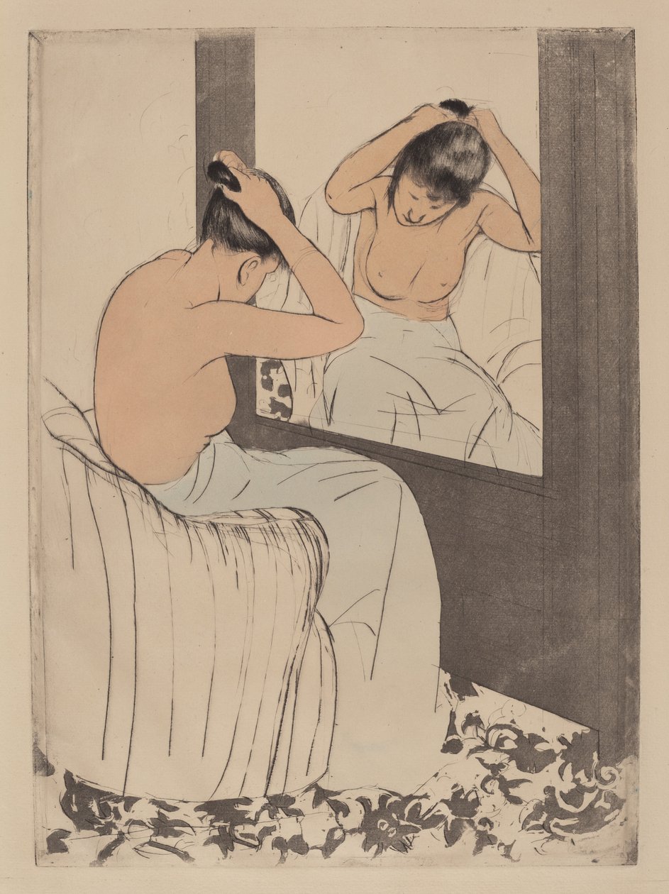 The Coiffure, 1890-1891. av Mary Cassatt