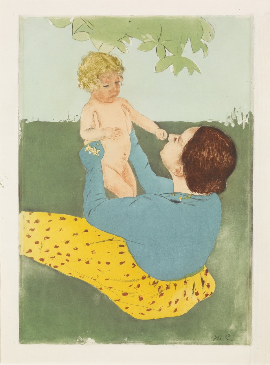Under the Horse-Chestnut Tree, 1896-97 (torrnål och akvatint i färger) av Mary Cassatt