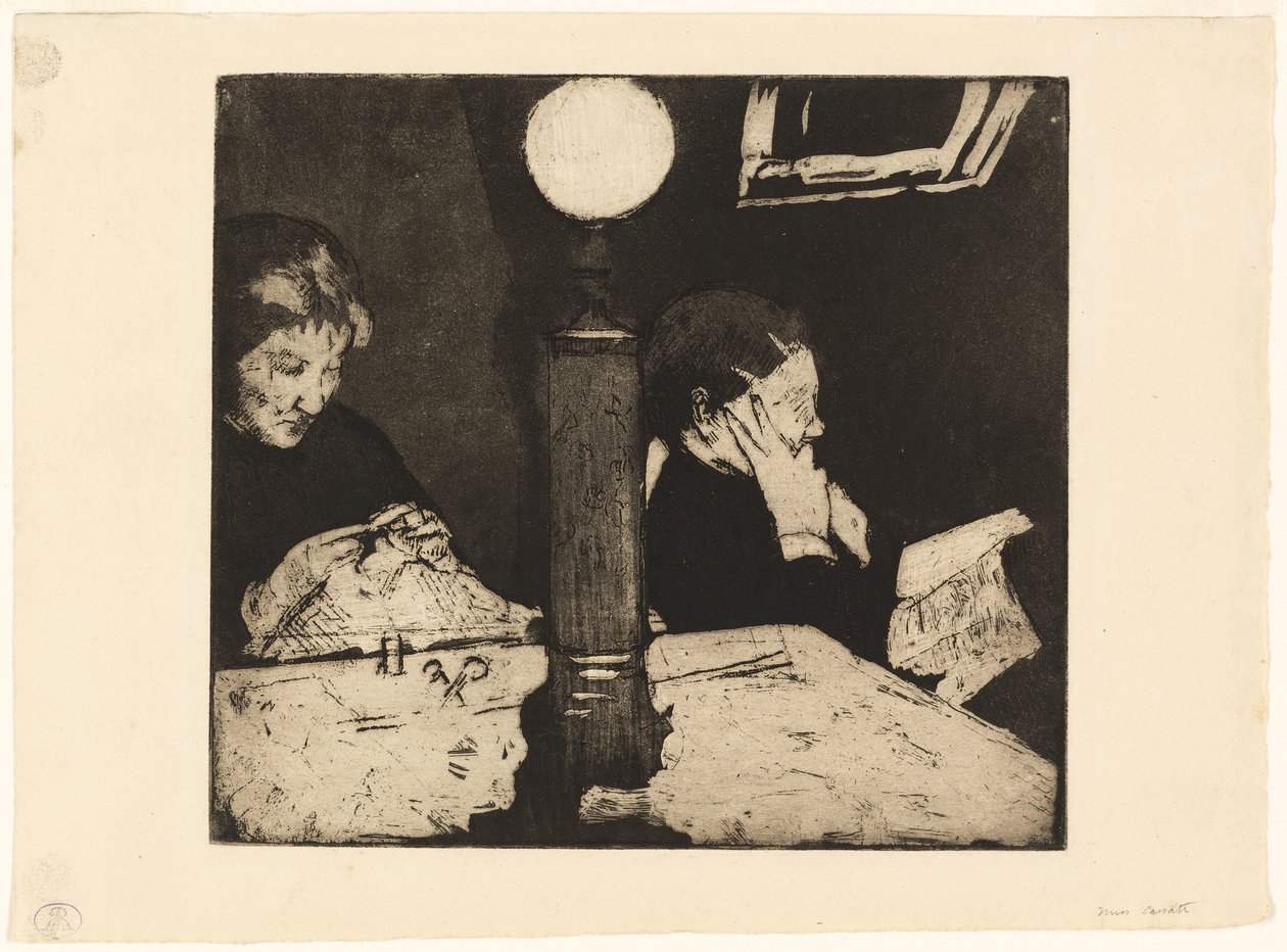 Under lampan, c.1882 av Mary Cassatt