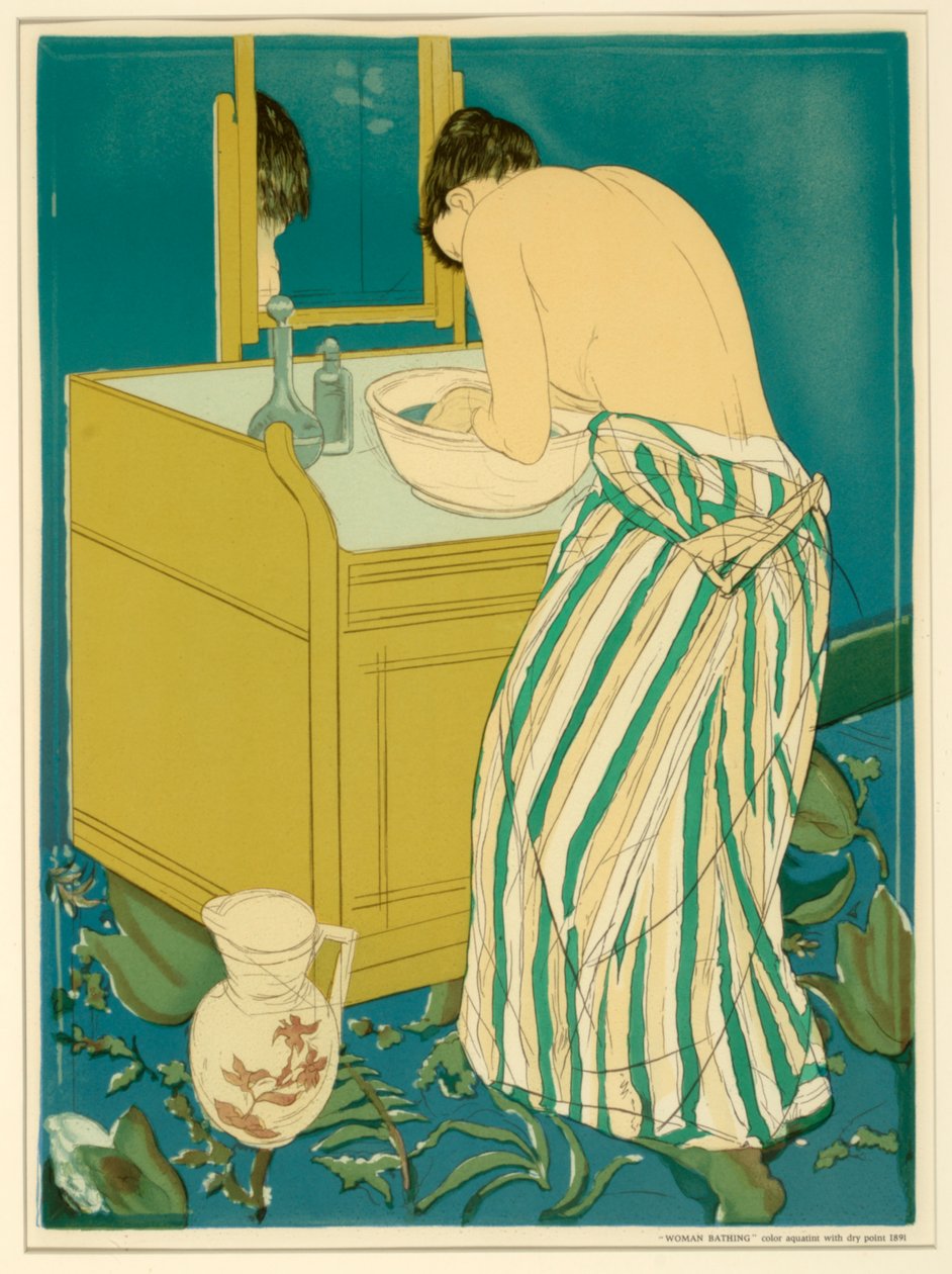 Kvinna som badar (affisch) av Mary Cassatt