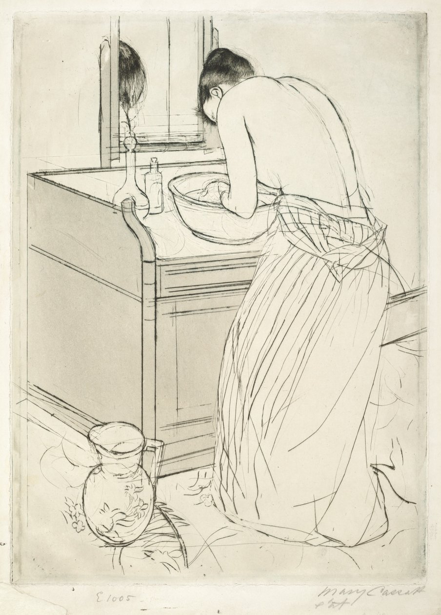 Kvinna som badar av Mary Cassatt