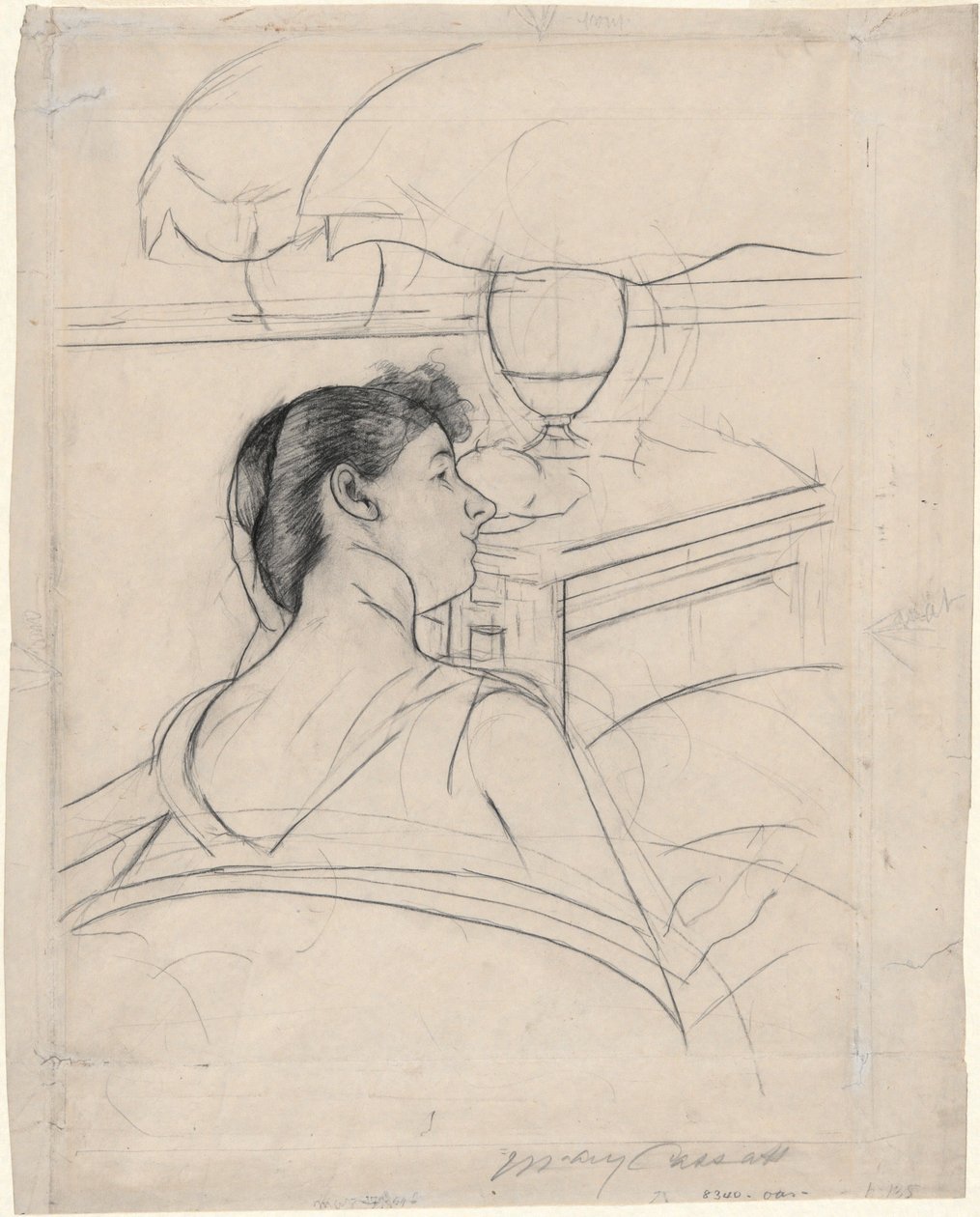 Kvinna och lampa av Mary Cassatt