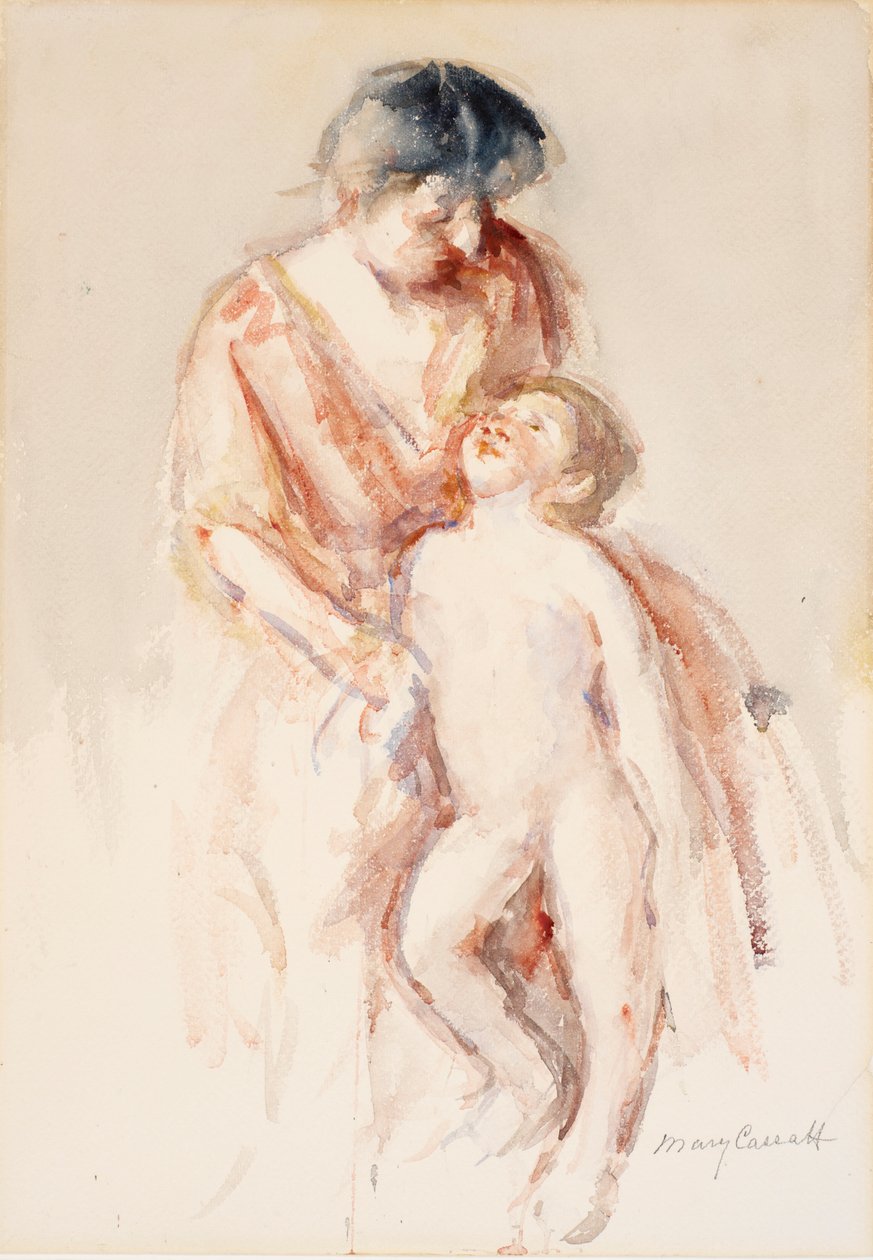 Kvinna med naken pojke till vänster av Mary Cassatt