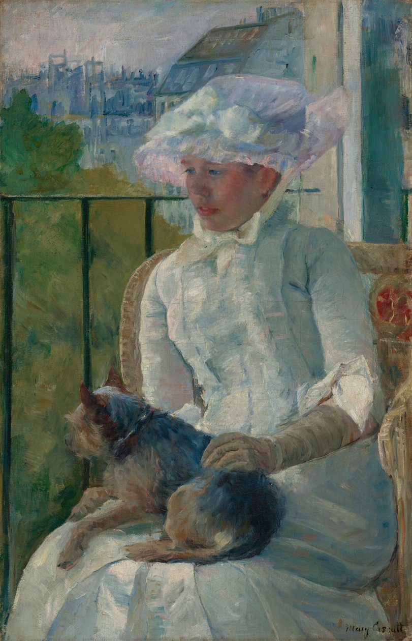 Ung flicka vid ett fönster av Mary Cassatt