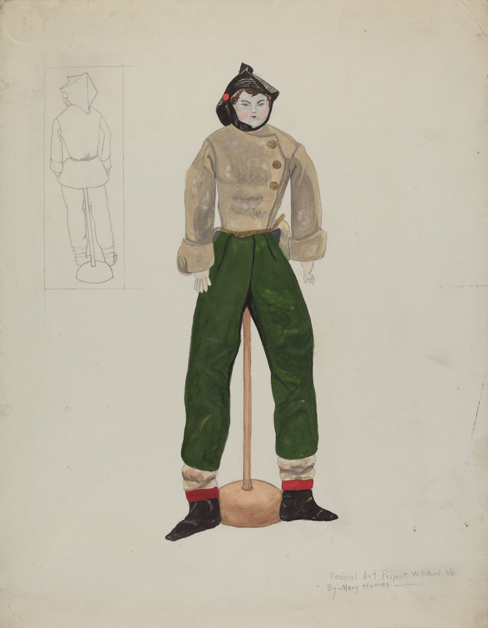 Docka och kostym, ca. 1936. av Mary E Humes