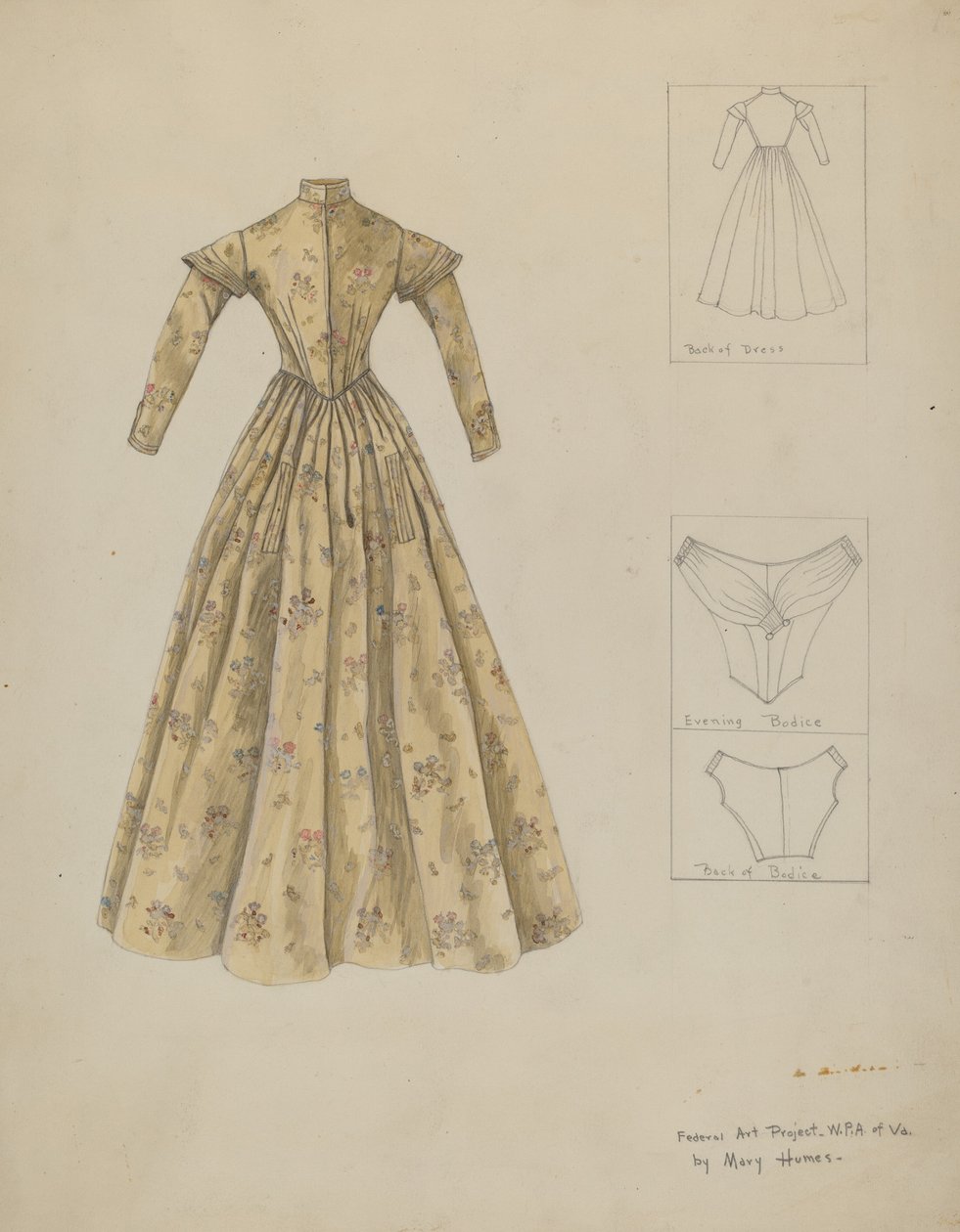 Klänning, c. 1937. av Mary E Humes