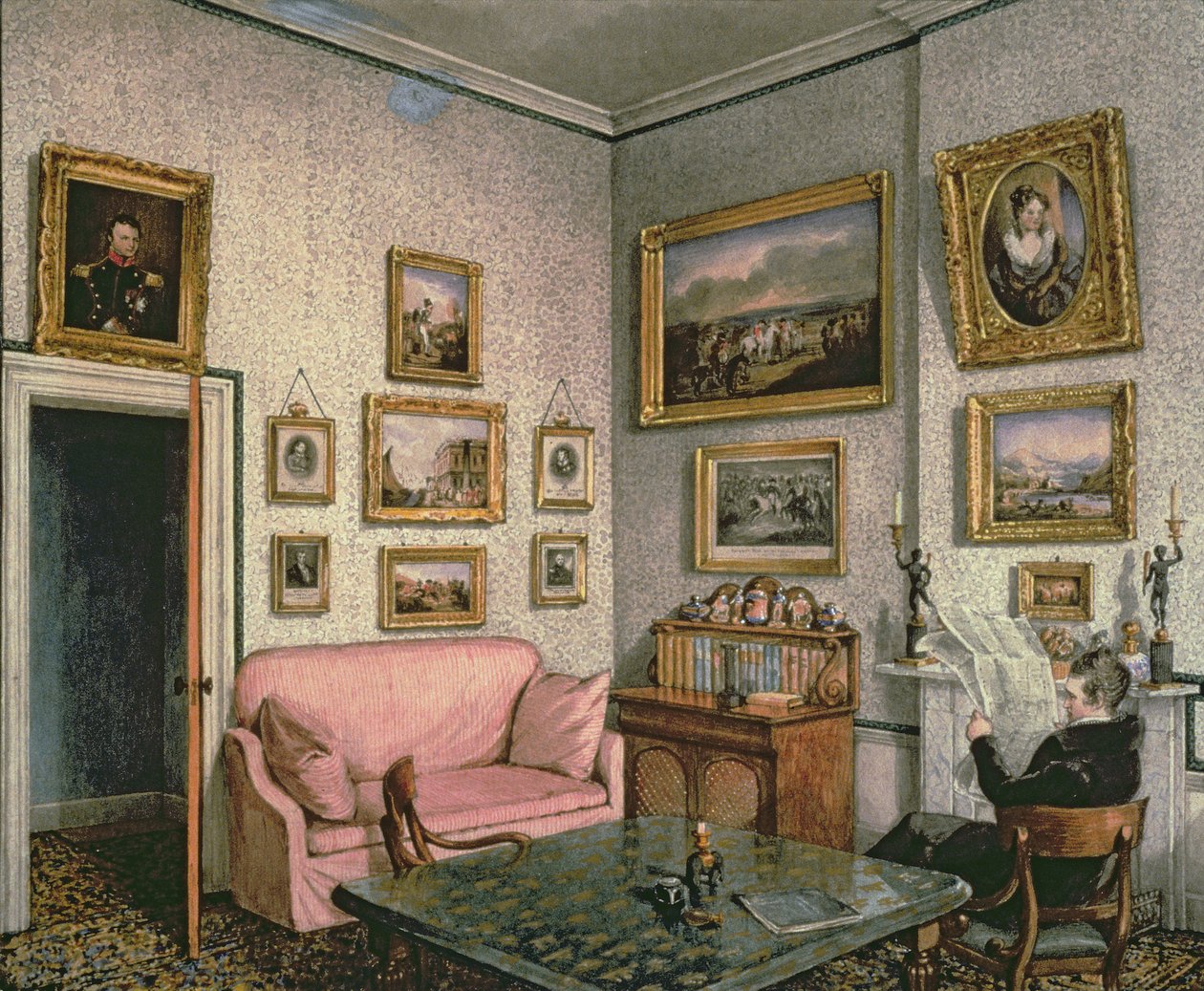 Överste Norcliffes studie vid Langton Hall, ca 1837 av Mary Ellen Best