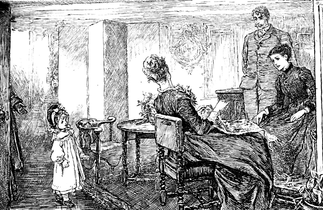 En liten tjej med sin moster och farbror som passar henne på eftermiddagen av Mary Ellen Edwards