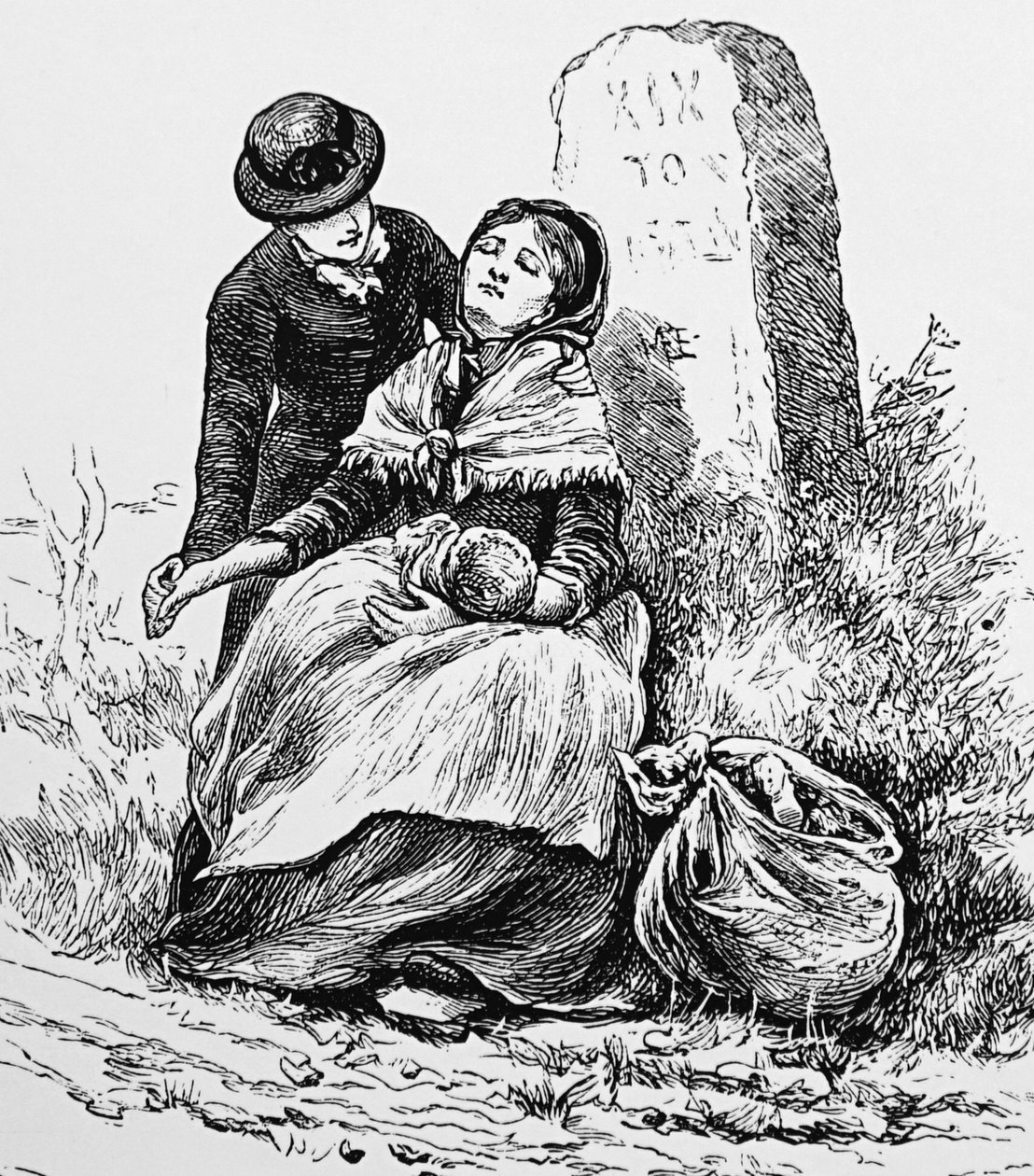 En ogift mor och bebis hittades utmattade vid vägkanten av Mary Ellen Edwards