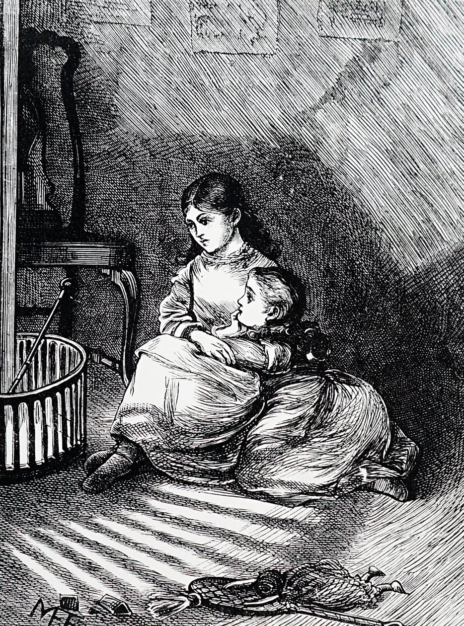 Barn som sitter vid brasan av Mary Ellen Edwards