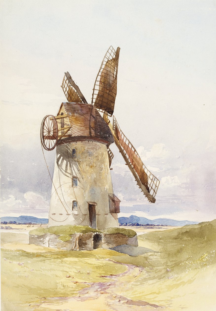 Lytham Mill, ca 1845-55 (wc på papper) av Mary Harper