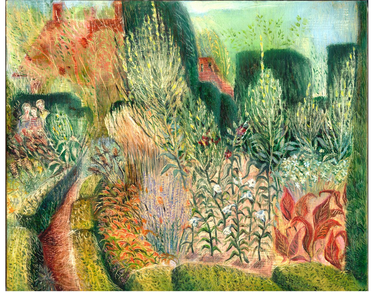 Great Dixter: Topiary and paths, 2003 (olja ombord) av Mary Kuper