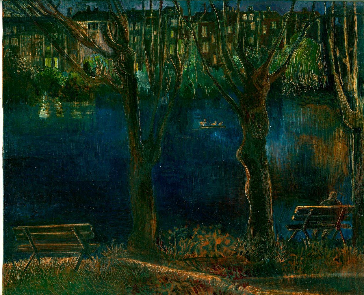 Dammen; South End Green, 2011 (olja ombord) av Mary Kuper