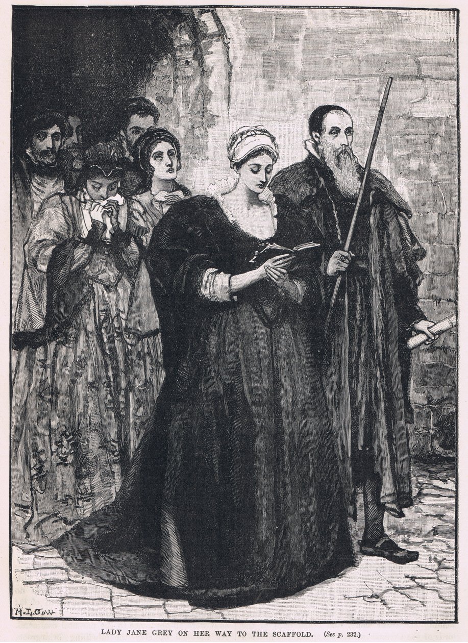 Lady Jane Gray på väg till ställningen 1554 av Mary L. Gow