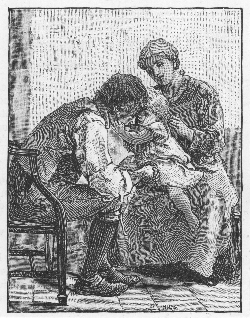 Scen från Silas Marner av George Eliot, 1882 av Mary L Gow
